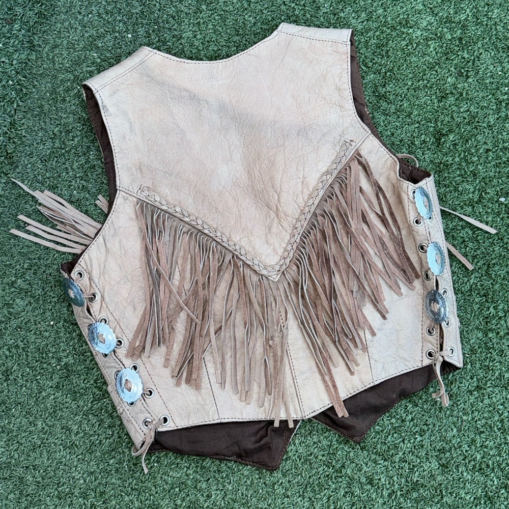 UNIK vintage leather fringe vest